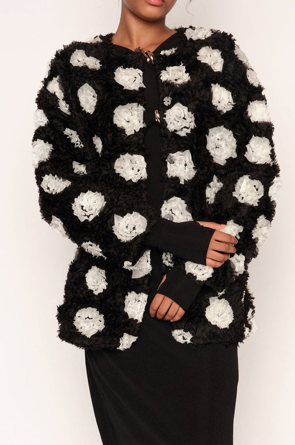 The Floral Ruffle Jacket, Black